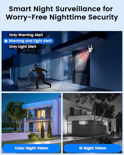 3K 5MP Security Camera Outdoor, 2.4G/5GHz WiFi Wired Camera for Home Security with 32GB TF Card-No Monthly Fee, Video Playback, 24/7 Recording, 360° Motion Tracking, Color Night Vision, 2-Way Audio