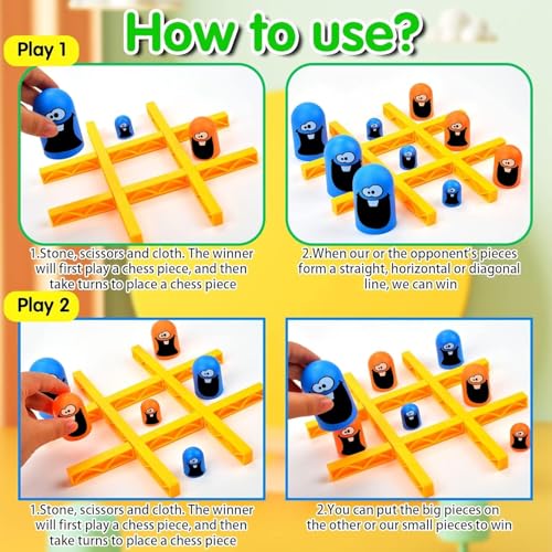 Elvyagod Big Eat Small Tic Tac Toe Game Set, 2 Players Tic Tac Toe Big Eat Small Game Parent-Child Interactive, Blue Orange Gobblet Gobblers Board Game, Family Games to Play and a Classic Game