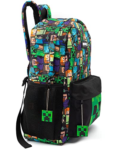 Minecraft All Over Print Kids Black Backpack Boys School Rucksack (One Size)