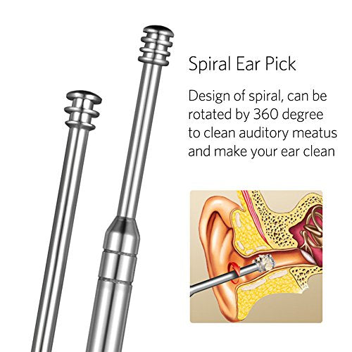 Geengle 8 Pcs Ear Pick Earwax Removal Kit, Ear Cleansing Tool Set, Ear Curette Ear Wax Remover Tool with a Cleaning Brush and Storage Box