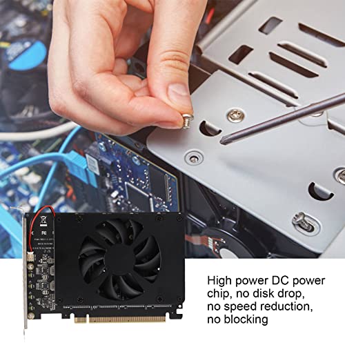 Bewinner M.2 NVME to PCIE Adapter, Adapter Card NVME M.2 to PCIE X16 4 Ports 32Gbps Expansion Card Computer Accessories with Enhanced Cooling Fan