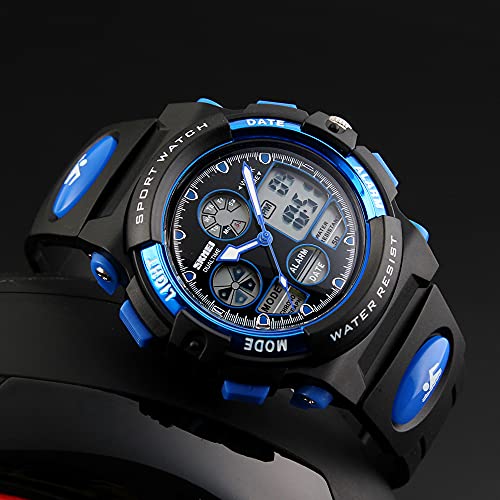 Kids Watch - Eacam Luminous Digital Sport Shock Resistance Outdoor Multifunctional LED 50M Waterproof Alarm Calendar Analog Watch for Children with Silicone Band