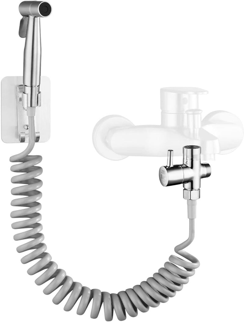 Syarme Bidet Sprayer for Toilet, Handheld Bidet Spray Water Kit, Bathroom Hand Shower for Self Cleaning – 304 Stainless Steel with 3 Meters Bidet Hose, No Drilling Base, T-valve