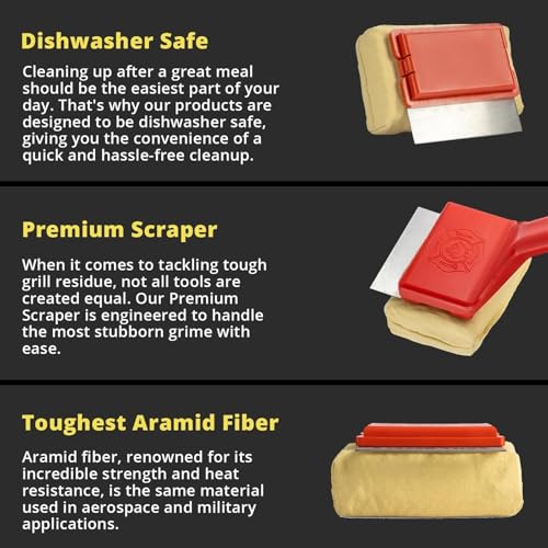 THE WHITE SHOP BBQ Replaceable Scraper Cleaning Head, No Bristle - Durable and Unique Scraper Tools for Cast Iron or Stainless-Steel Grates, Barbecue Cleaner (Scraper Brush)