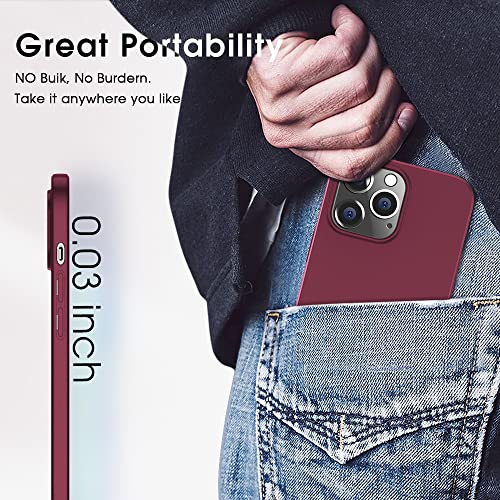 X-level Compatible iPhone 14 Pro Max Case Slim Fit Ultra-Thin [Guardian Series] Soft TPU Matte Finish Coating Phone Cases Lightweight Anti-Scratch Back Cover Grip 6.7" (2022)-Wine red
