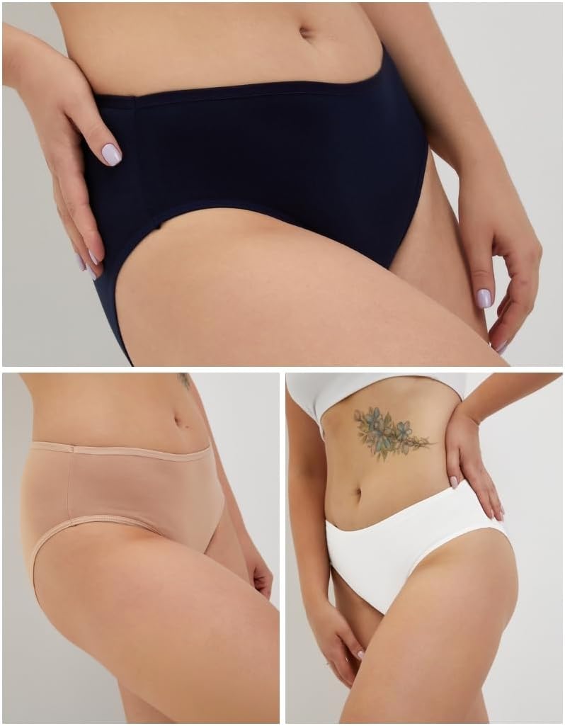 ALYA UNDERWEAR Premium Underwear for Women, Mid Rise Women’s Knickers, Breathable Organic Cotton Panties for Women, Comfortable Ladies Knickers