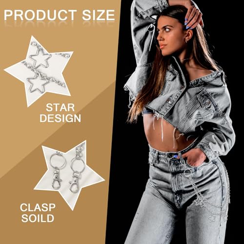 Vintage Pants Chain Belt for Women and Men, Star Layered Waist Chain with Rock Wallet Design, Jean Pocket Body Accessories