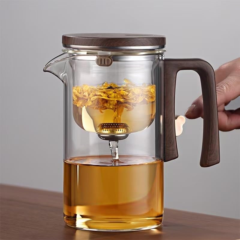 SLEEPHEADÂ®Enchanti Tea Pot,Water Separation Glass Teapot,Filter Teapot with Dual Infusers,Enchantipot Magic Tea Pot,Glass Teapot with Strainer,Infuser,Automatic Magnetic Teapotï¼Œheat Resistant (520ml)