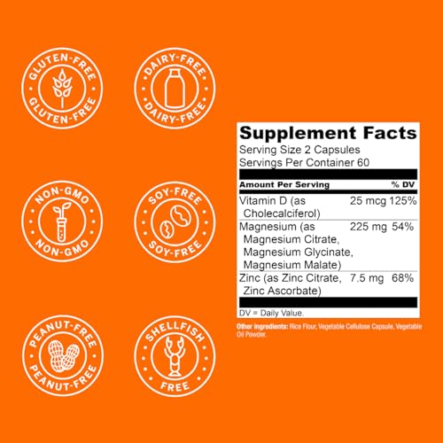 Magwell Magnesium Zinc & Vitamin D3 - Highly Bioavailable Magnesium: Glycinate, Malate, & Citrate - 3-in-1 Magnesium Supplement for Women & Men - Bone, Heart, Immune Support - 120 Capsules by LiveWell