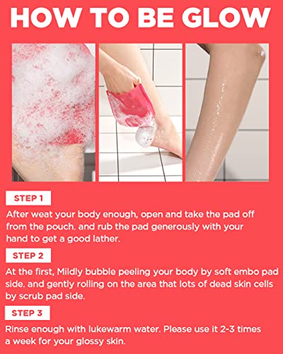 Mom's Bath Recipe Body Peeling Pad Strong, All in One Bubble Body Wash & Scrub Gloves with Kelp & Biotics, Intense Exfoliating Mitts for Dead Skin Cells, Goosebumps and Scaly Skin, 8 Sheets