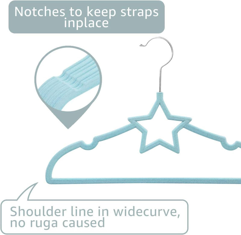 ManGotree Baby Velvet Hangers, Infant and Toddler Hangers, Non-Slip Children Hangers, Ultra-Slim Space Saving Kids Hangers, Sturdy Clothes Hangers 15 Pack (White)