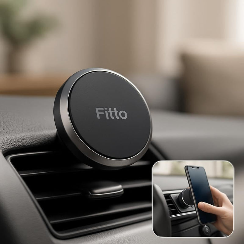 Fitto Magnetic Mobile Holder for Car, Black - Universal Phone Mount