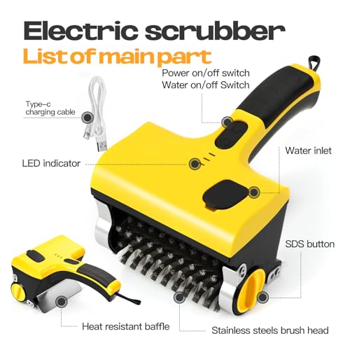 PURAMI Electric Rechargeable Steam Cleaning Grill Brush and Motorized Scraper for Barbecue Outdoor or Indoor Grill, Lithum Power Cordless Heavy duty Giddy up Steam Grill Cleaner, BBQ Grilling Gifts