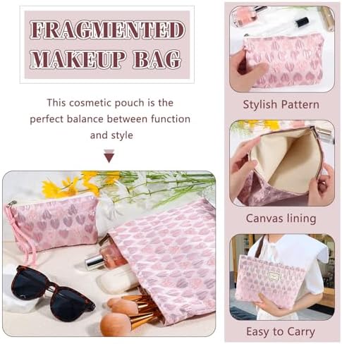 ZLFSRQ 3Pcs Checkered Makeup Bag for Women Large Cosmetic Bag Set Travel Toiletry Bag Makeup Pouch Bag for Purse Pink Zipper Storage Bag Organizer Cute Small Aesthetic Girls Car Essentials Bag