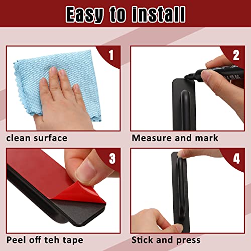 Funrous 6 Inch Adhesive Cabinet Handles Handle Pulls Cabinet Kitchen Pulls Kitchen Cupboard Handles Self Stick Instant Cabinet Pulls Hardware Kitchen Cabinet Handles for Door Knobs (Black, 4 Pcs)