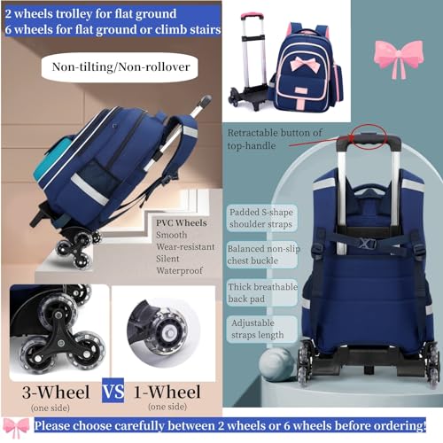 MITOWERMI Unisex Child 2729 6 Wheels Trolley + Backpack Sets