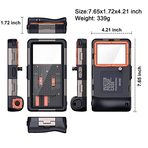 Professional Waterproof Snorkeling Case 50FT Underwater Video Protective Case with Lanyard for iPhone 15/14/13/12/11 Pro Max/XR/XS/X, Samsung Galaxy