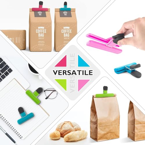 Yowlens Bag Clips for Food Storage Kitchen Storage Clip Seal Clips, 6 Pcs Sturdy, Airtight, Reusable Clips for Sealing Freezer Bags-Ideal for Home & Kitchen & Office