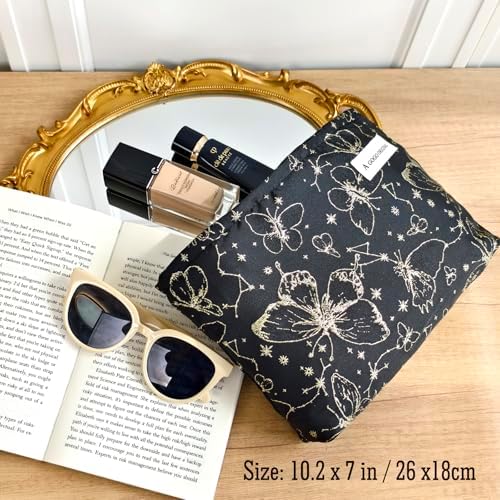 STARDW Flower Cosmetic Bags Makeup Bags for Women and Girls,Travel Makeup Bag Large Capacity Canvas Makeup Bag,Makeup Organizer Bag Zipper Pouch, Embossed pink, Large Capacity Aesthetic Makeup Bags