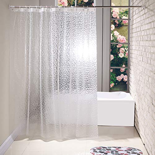Wisfor 3D Effect Clear Shower Curtain Waterproof Water Cube EVA Bathroom Curtain Liner with 12 Ring Hooks Mildew-free Bath Curtains for Home Hotel (180 x 180 cm)