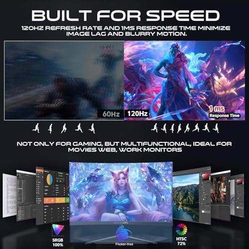 GAMEON GOC24F120VA Pro Series Curved Gaming Monitor 24 inch, 1920x1080p FHD VA Panel, 120Hz, 1ms, HDMI 2.1, Freesync, Crosshair assistant, Built-in Speakers, Supports PS5, VRR