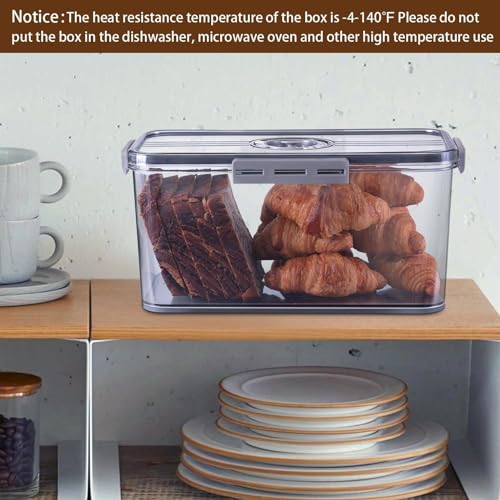 THE WHITE SHOP Bread Box Bread Boxes for Kitchen Counter Airtight, Time Recording Bread Storage Container with Lid, Bread Keeper for Homemade Bread, Toast, Bagel, Donut and Cookies (Color : GRAY)