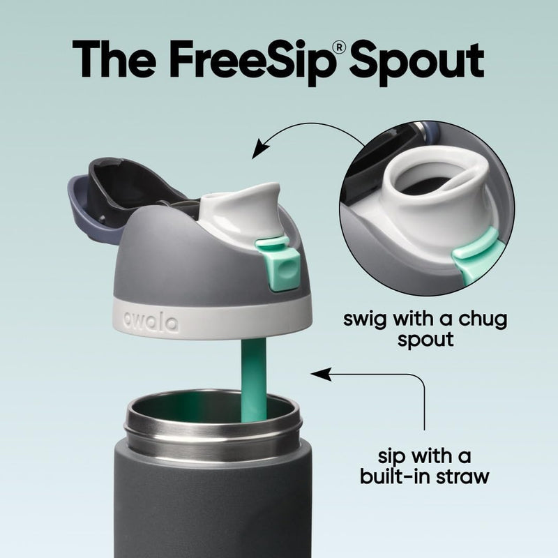FreeSip - Stainless Steel - 24-oz. - Grey/Teal (Foggy Tide) (Amazon) (A7) - 24 Ounces Foggy Tide