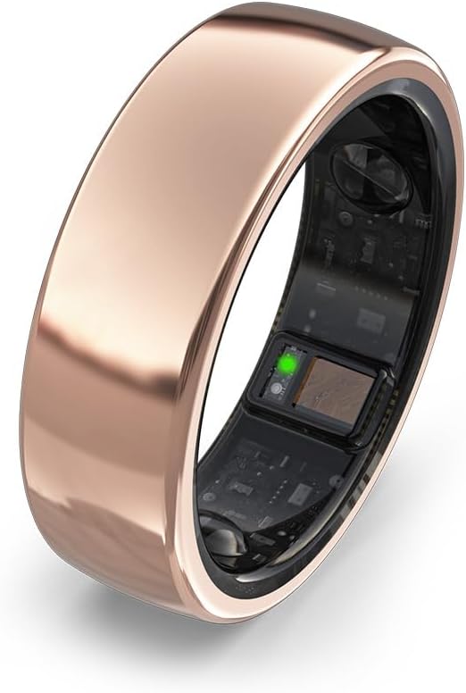 aabo AI Smart Ring for Men & Women Fitness Tracking - 32 Modes Sleep & Stress Monitoring Titanium Ring No App Subscription IP68 Water Resistant Upto 7-Day Battery Life Rose Gold, Size 9 - Rose Gold 12
