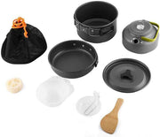 LIMOS 9-Piece Camping Cookware Set - Portable Lightweight Nonstick Aluminum Cooking Kit with Saucepan, Frying Pan, Kettle, Bowls & Utensils - Outdoor Camping Cooking Gear with Carry Bag