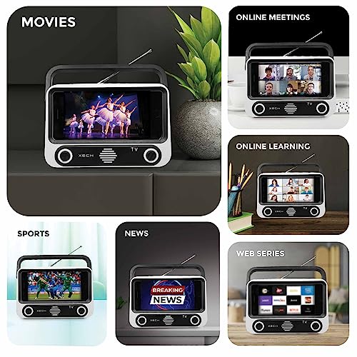 XECH Tellivibe Max Retro Bluetooth Speaker with Phone Holder | 5W Wireless Speaker | Mini TV Design | 6H Playtime | Hands-Free Viewing | Portable & Rechargeable | Compatible with All Smartphones