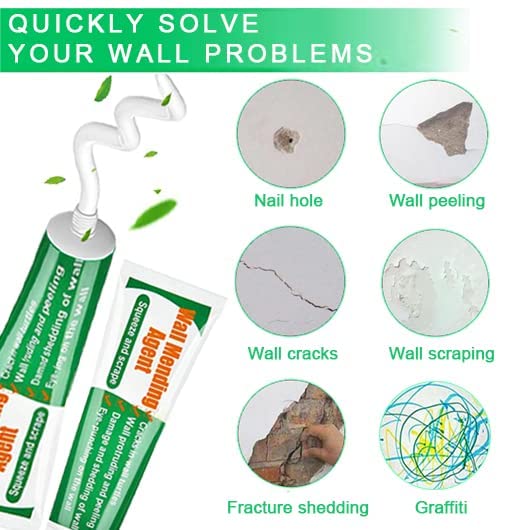 Wall Mending Agent Repair Paste Kit: Drywall Repair Putty, Safe Wall Repairing Ointment, Crack Repair Cream with Scraper, for Wood Plaster Surface Repair, Easy to Fill (100g x2 Sets)