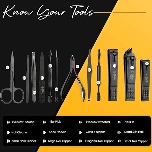 Beauté Secrets Foolzy Stainless Steel Nail Scissors Manicure Grooming Kit Set with Nail Clippers, Peeling Knife, Nail Cleaning Knife, Acne Needle, Blackhead Tool