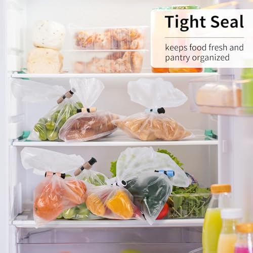 10 Pack Squeeze and Lock Bread Bag Clips, Bread Clips Resuable, Bag Clips for Food Storage, Sturdy Bread Cilp, Heavy Plastic, Handy Bag Cinch, Easy to Use with Bread Bag Closures, 10 Colors
