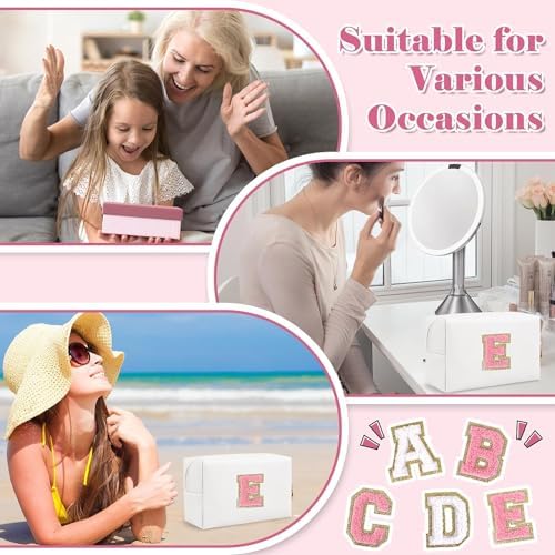 Portable Cosmetic Bag for Women,Large Makeup Bag for Travel,Personalized Makeup Bag,Toiletry Bag Gift Ideal for Teens, pink letter