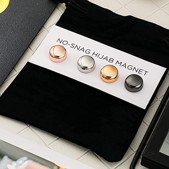 TNGN Hijab Pins Magnetic With Strongest Commercial Strength, Set of 4Pcs Multi-Use in Hijab Accessories and Pins for Scarf, No Snag Hijab Magnets (Shiny Finish)