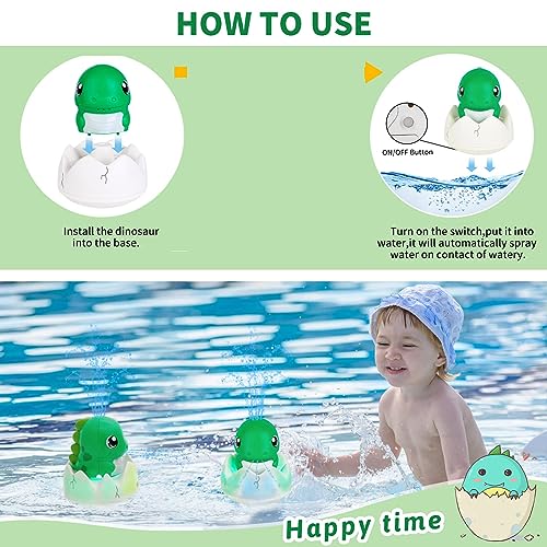 TERRIFI Baby Bath Toys, Light Up Squirt Dinosaur Bath Toys for Kids, Rechargeable Water Spray Bathly Sprinkler Automatic Floating Fountain Bath Toy Pool Bathroom Toy for Baby
