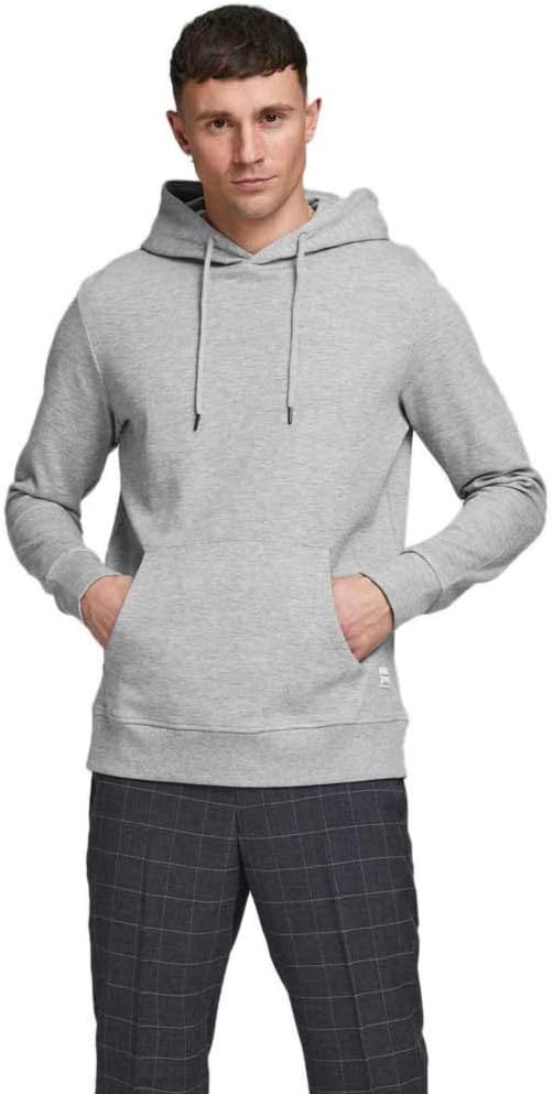 mens JJEBASIC SWEAT HOOD NOOS Sweatshirt (pack of 1) - Light Grey Melange