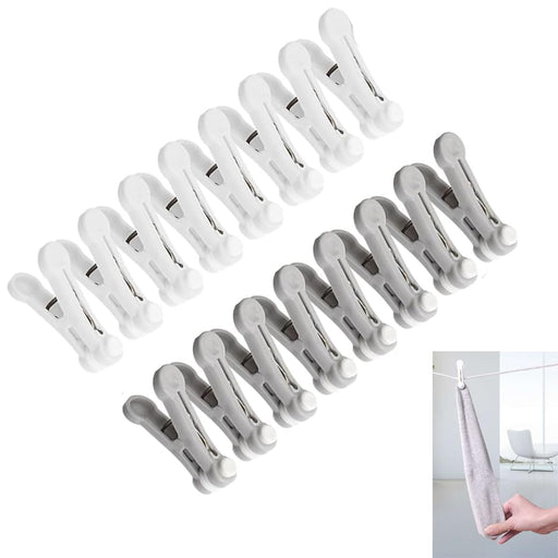 16Pcs Plastic Clothespins - Strong Traceless Utility Clothes Pins, Non-Slip Windproof Laundry Pegs, Non-Trace Sealing Clips for Clothesline
