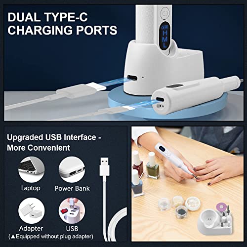 [Upgrade]Cordless Electric Nail Drill, Portable Professional Rechargeable Nail File Machine with Nail Drill Bits, Sanding Bands for Acrylic Gel Nails, Manicure Pedicure Polishing (1)