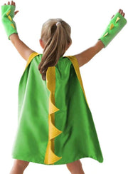 Dinosaur Dragon Cape and Gauntlets Halloween Costume Boy Girl Toddler Dress Up Clothes 3-8 Years Old - Green