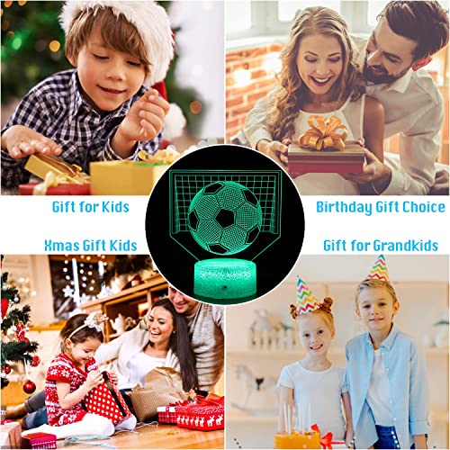 Football 3D Illusion Lamp, Football Gifts for Boys Girls, 3D Night Light with 16 Colors Change Remote Control Decorative Desk Lamp Creative Birthday Christmas Gift Sports Fans Toys (Football 3)