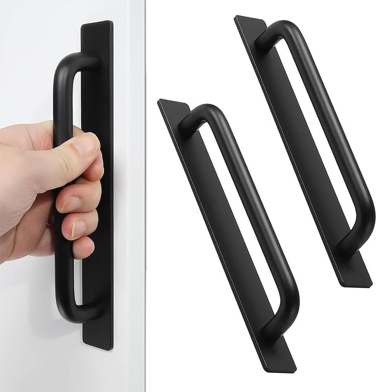 JZS Cabinet Drawer Handles Pulls of Self-Stick Instant,Aluminum Alloy Push Pull Handles Helper with Adhesive Door Handle for Kitchen, Window Sliding Closet,148mm,2PCS,Black