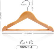 HOUSE DAY Wooden Baby Hangers for Closet 20 Pack, Kids Wooden Hangers Baby Clothes Hangers, 360° Swivel Hook Heavy Duty Toddler Hangers Baby Coat Hangers for Suits, Pants and Jackets, Natural