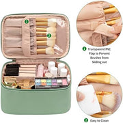 OCHEAL Makeup Bag, Portable Cosmetic Bag, Large Capacity Travel Makeup Case Organizer, Black Makeup Bags For Women Toiletry Bag for Girls Traveling With Handle and Divider