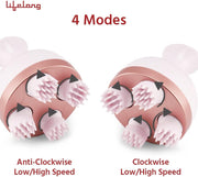 Lifelong LLM225 Rechargeable Head, Scalp Full Body Pain Relief Massager, Electric Head Kneading Massager,4 Speed Modes,Handheld Portable Head Scratcher for Hair Growth,Deep Clean & Relaxation,Brown