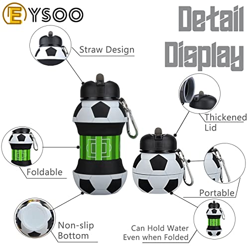 EYSOO Kids Water Bottle 550ml / 19oz Foldable Water Bottle BPA Free Silicone Sports Water Bottle for Gym Camping Hiking