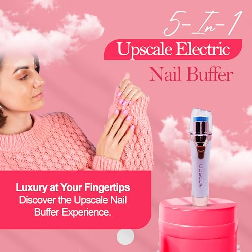 Upscale Nail Buffer, Filer and Polisher( 3 in 1), Electric Manicure Pedicure Tool to easily file and shine Fingernails and Toenails - White