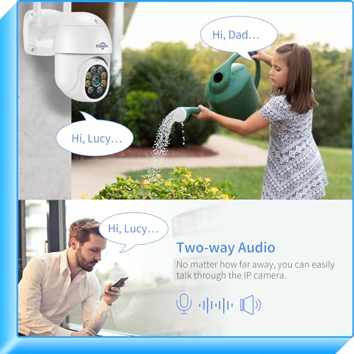 Hiseeu 2Pack 2K Wireless Security Camera Outdoor Pan Tilt Digital Zoom Camera with Floodlight,Motion Tracking,3MP with 2.4G WiFi connectivity,Light Alarm,Color Night Vision, works with Wireless System