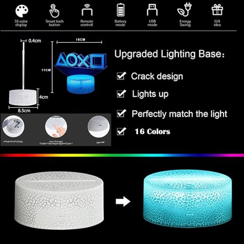 Playstation Light for Game ，3D Illusion Night Light with Remote Control + Timer 16 Color Changing Headphone Desk Lamp Kids Gamer Room Decor Plug in Best Cool Festival Birthday Present for Boys Men