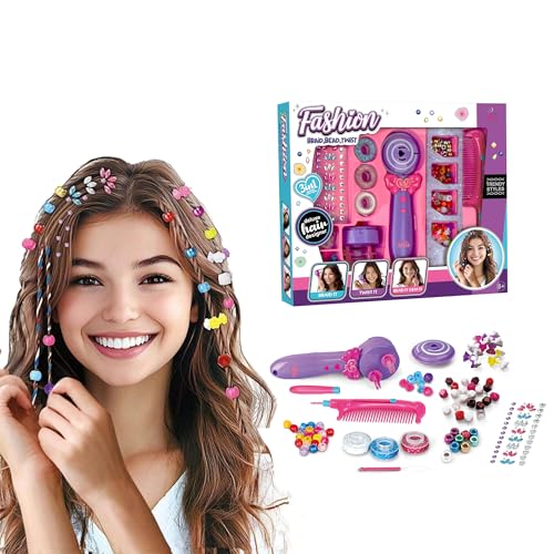 Taizz Ventures 3in1 Fashion Hair Braid, Bead & Twist Styling Kit for Girls, Ages 4 and Up ??Includes Beads, Hair Ties, Comb, Threader & More